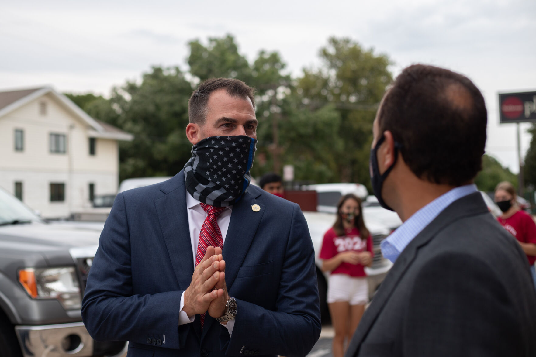 Oklahoma Governor Kevin Stitt and OU President Joseph Harroz